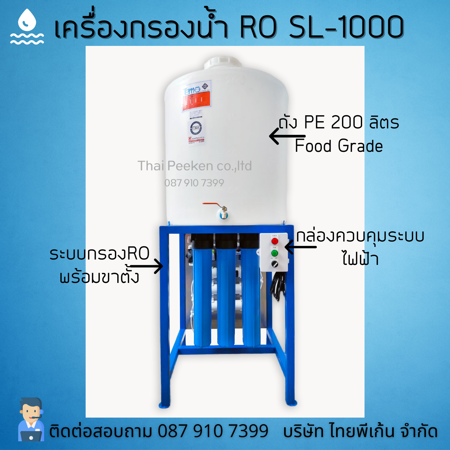 เครื่องกรองน้ำRO 1000 ลิตรต่อวัน